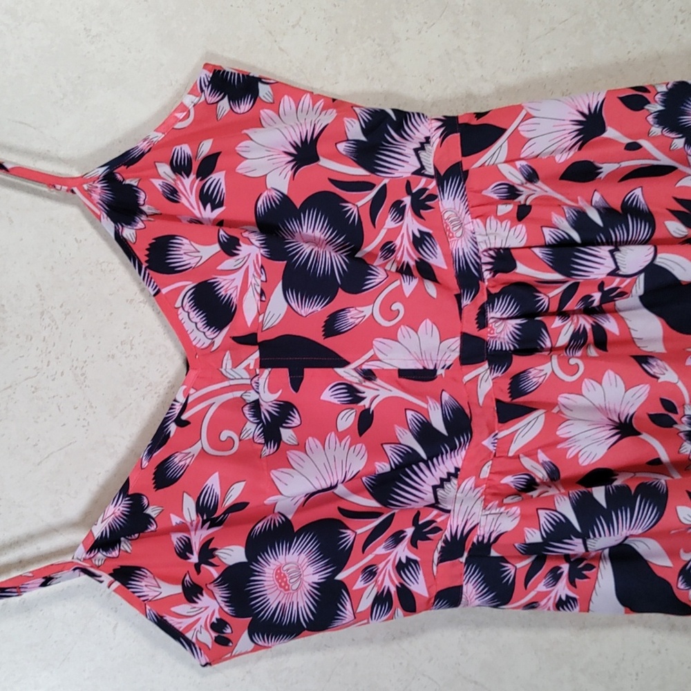 6120 J. Crew red floral print spaghetti strap dress 10